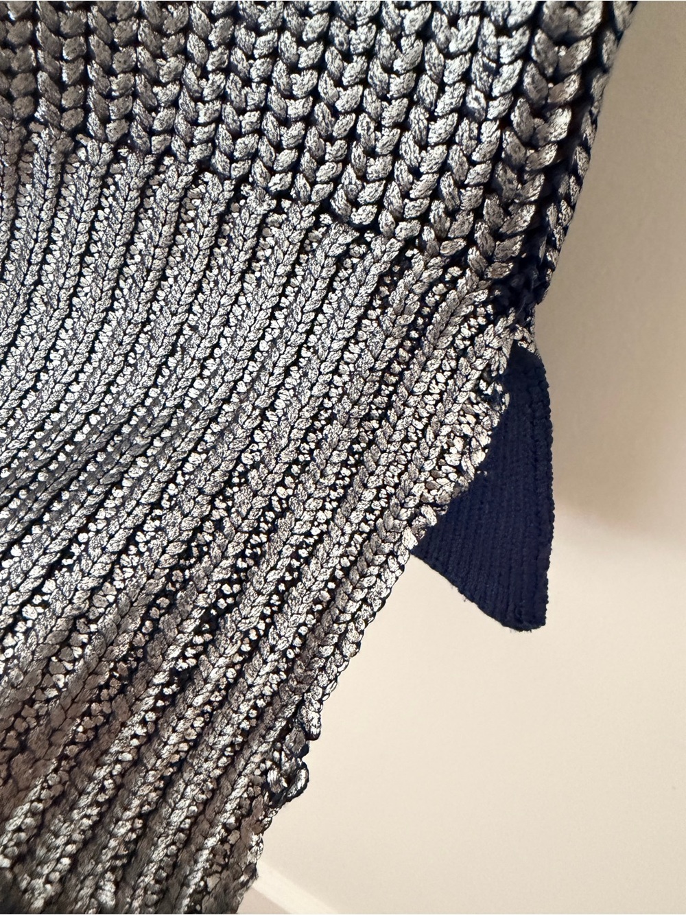 Pilcro Oversized Foil Sweater Vest Size L Blue & Silver Statement Anthropologie - Picture 7 of 14
